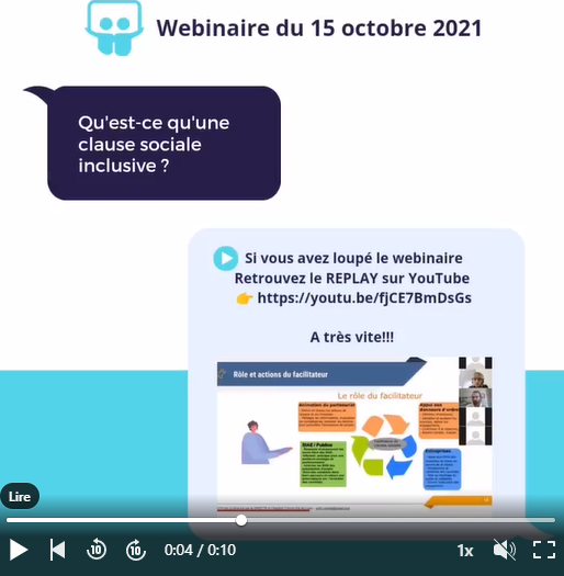 capture d'écran du webinaire clauses sociales inclusives